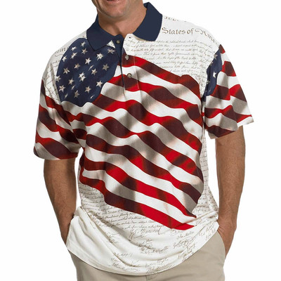 Patriotic Polo Shirt American Flag Eagle Declaration of Independence | eBay