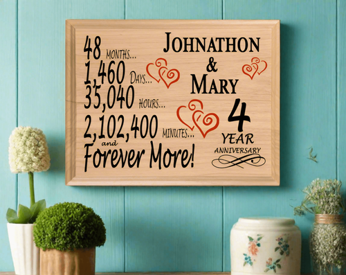 Personalized 4th Anniversary Gift โ Custom Wood Keepsake for Husband, Wife, or C - Picture 6 of 14