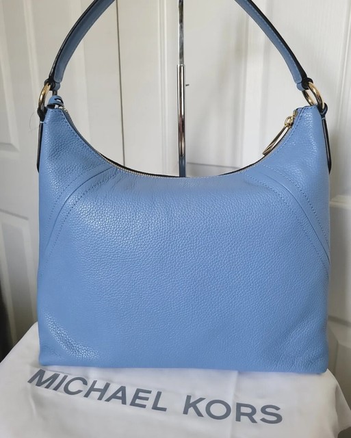 Michael Kors Aria Pebble Leather Shoulder Bag 30T9SXAL3L Pearl Grey