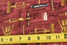 17" Long, Brown Corkscrews on Burgundy Cotton, Blank Quilting, Bramhall, P8252
