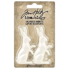 Tim Holtz Idea-ology SALVAGED RABBITS Easter Embellishments 2pcs TH94303