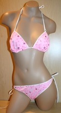 BODYZONE New Scrunch butt side tie and halter top set Pink floral Dancer