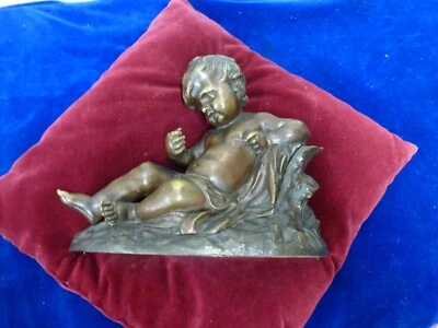 rare et important putti en bronze,Henri Picard,1840-1890,H22cm,L 24,5cm,P 3,6kg - Photo 1/4