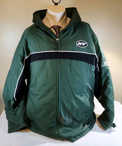 NFL New York Jets Mens 2XL Heavy Puff Jacket, Reebok Team On Field Winter Coat