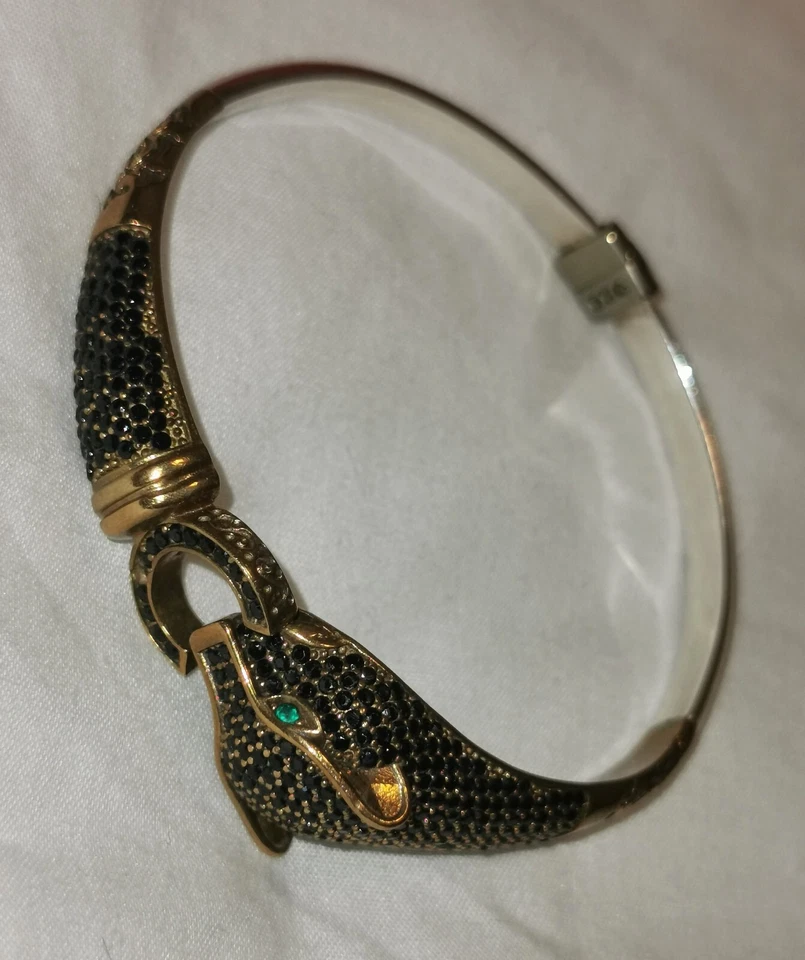 Bracciale Argento 925 /ottone /onice - Gatto / Giaguaro - Fatto A mano - Turco - Immagine 2 di 4