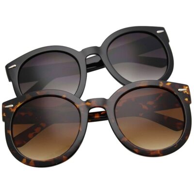 2 Pack Womens Big Round Polarized Sunglasses Vintage Retro Trendy Fashion Shades