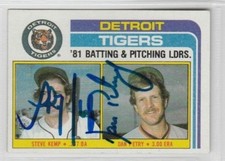 Steve Kemp & Dan Petry 1982 Topps Leaders autographed auto signed card Tigers