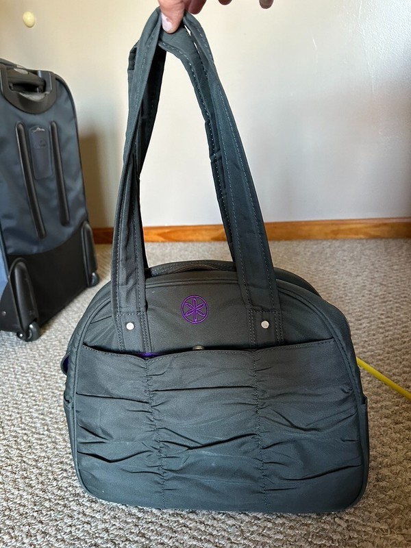 Giam Yoga Bag Black Purple Mat Water Bottle Holder With Pockets 15x12x6in