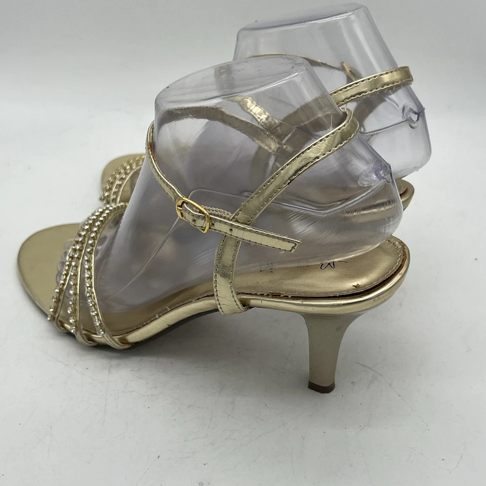 Женские туфли Marichi Maui официальные золотые стразы ремешок на лодыжке с открытым носком размер 8,5 - Изображение 4 из 4