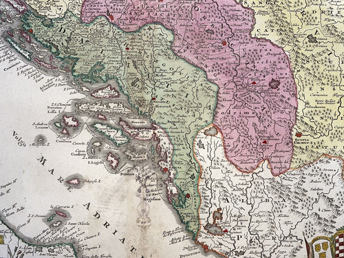 BALKANS MATTHAUS SEUTTER / PROBST 1740 LARGE ANTIQUE ENGRAVED MAP 18TH CENTURY - Picture 10 of 13