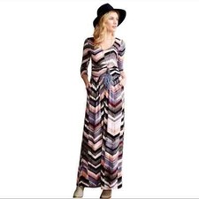 Anthropologie Maeve Novella Chevron Print Maxi Dress