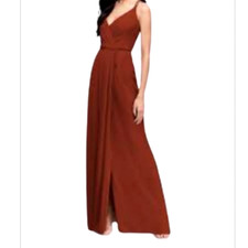 DAVIDS BRIDAL DOUBLE STRAP GEORGETTE MAXI WRAP DRESS