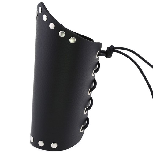 Gothic Armor PU Leather Wrist Bracers Alloy Rivet Decor Medieval Wrist Guard - Picture 5 of 19