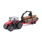 Bburago 18-31659 Massey Ferguson 8700 Tractor With Log Trailer Including Log Loa