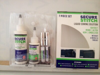 Secure Stitch Liquid Sewing Solution Fabric Glue 7-piece Set No Needle & Thread 