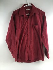 Pierre Cardin Shirt Men's Size 15 34/35 Maroon Casual Button Up Long Sleeve