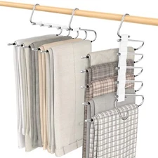 2 Pack Pants Hangers Space Saving Anti-Slip Multi-Functional Pants Rack Thick...