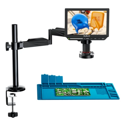 Elikliv 4K Soldering Digital Microscope 2000X Flexible Arm Stand 10.1" 52MP 64GB