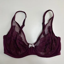 Victoria Secret Unlined Demi Bra 34D Lace Semi Sheer Cup Underwire Convertible