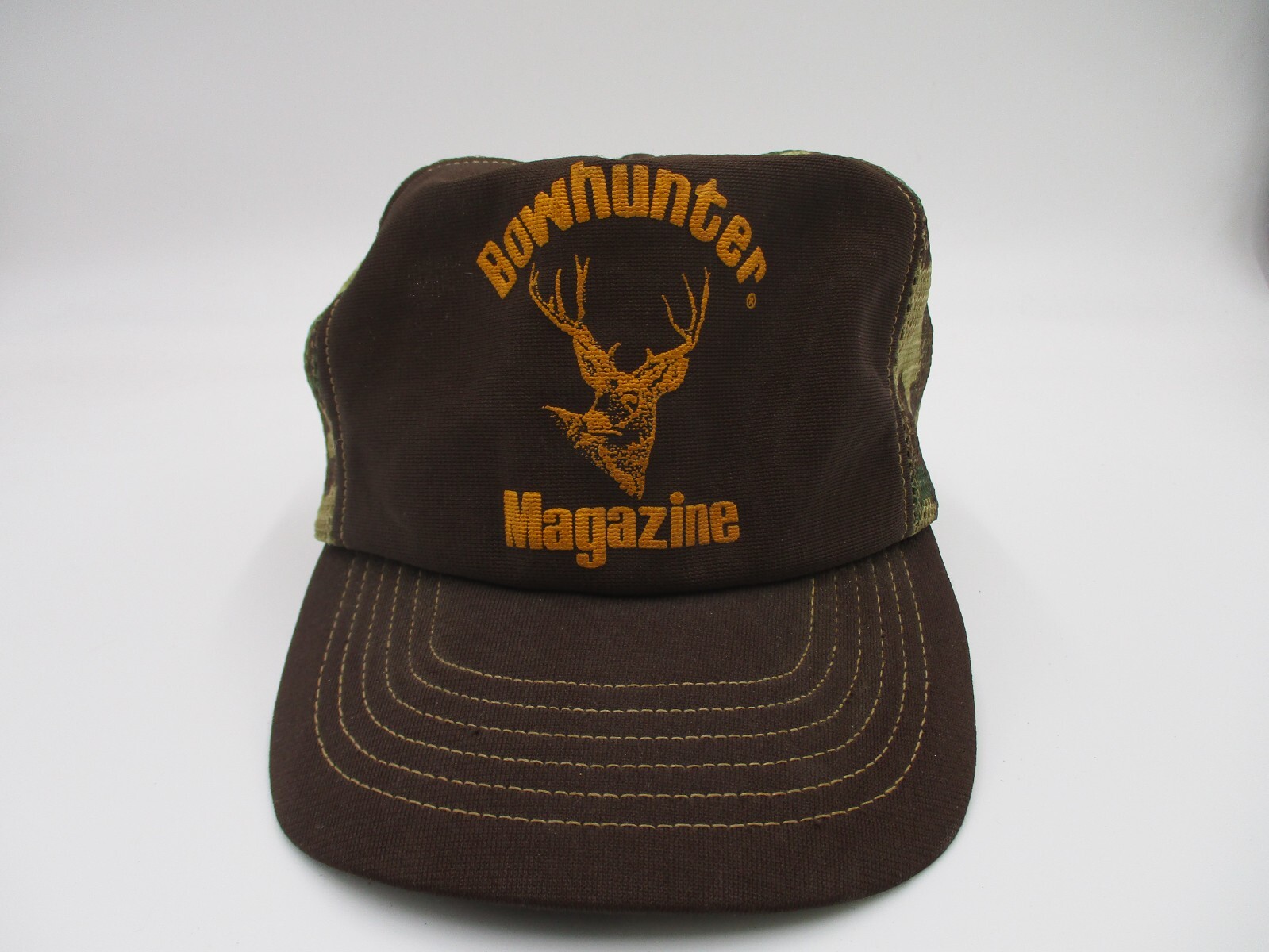 Vintage Bowhunter Magazine Trucker Hat Cap Brown Camo… Gem