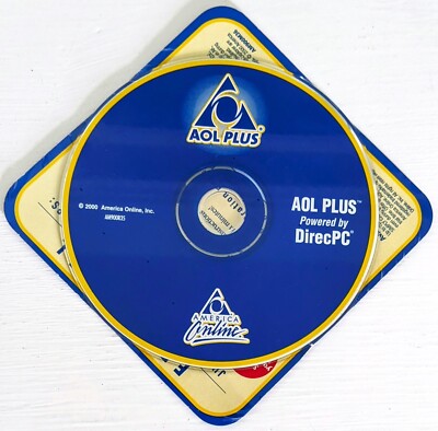 RARE America Online Collectible / Install Disc Vintage AOL CD Navy Blue, DirecPC