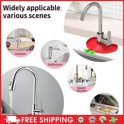 Silicone Faucet Splash Guard Silicone Water Catcher Mat Reusable (Red-Green) NEW
