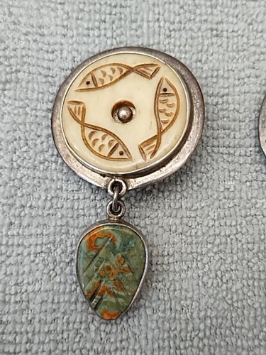 Vintage Native American Earrings, Clip On - Picture 3 of 20