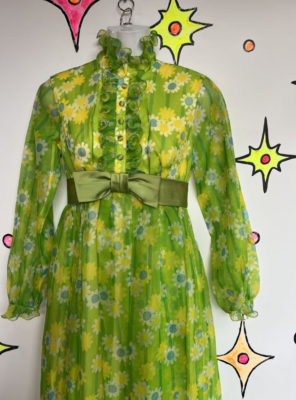Vintage 1960s 60s | Green Groovy Boho Hippie Flower Power Mod Maxi Dress | XS | eBay Vintage 1960s 60s | Green Groovy Boho Hippie Flower Power Mod Maxi Dress | XS | eBay