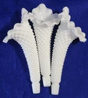 Vtg Fenton Milk Glass Hobnail Epergne Replacements 3 Horns Curved 6" Ruffled