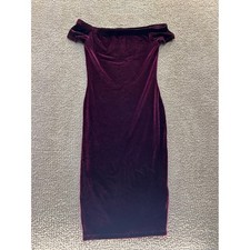 Windsor Burgundy Velvet Off The Shoulder Bodycon Midi Dress MD1506DWD Womens M