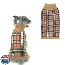 PUPTECK Dog Sweaters for Large Medium Small Dogs - Fall Classic Plaid Style P