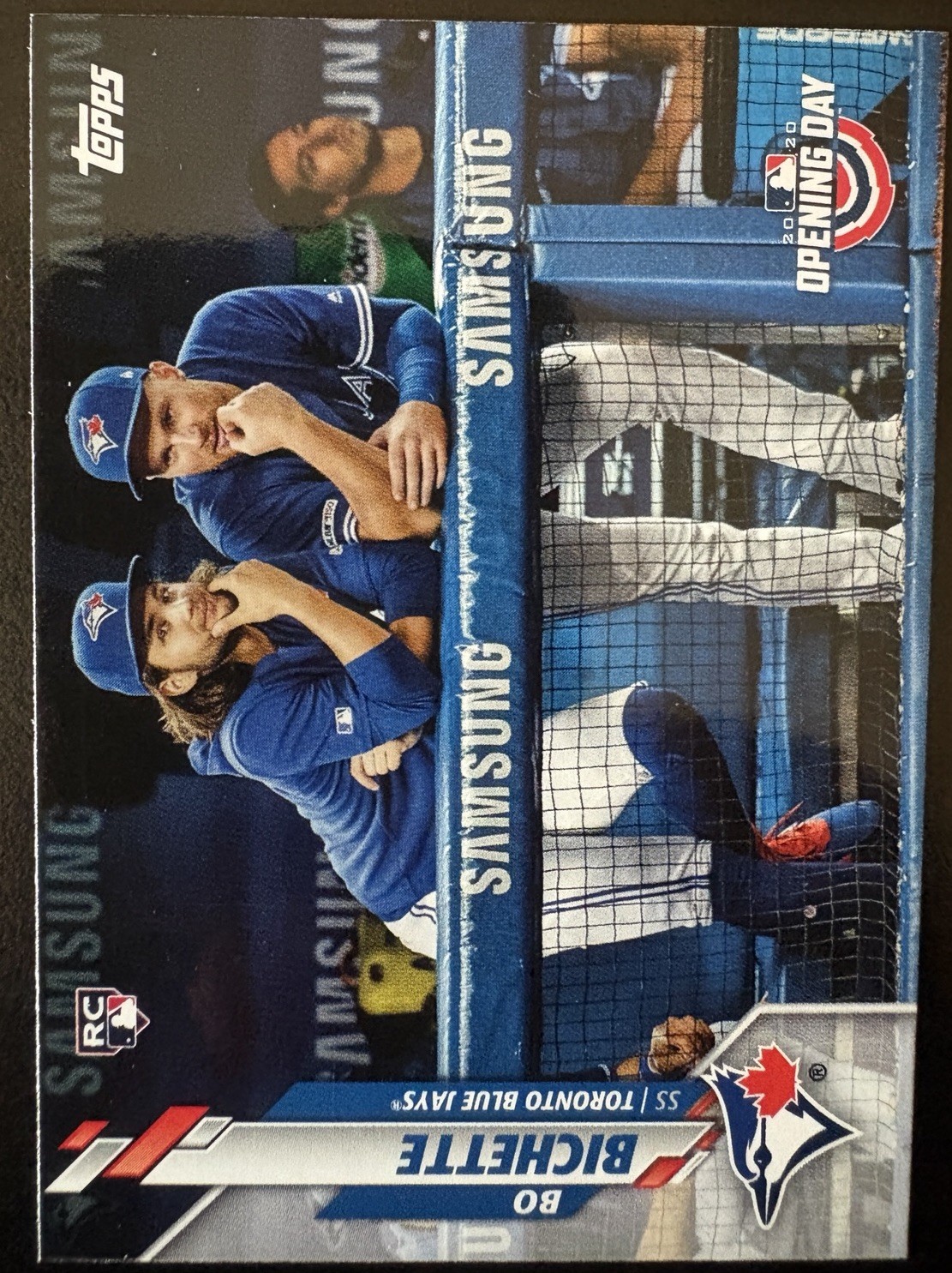 2020 Topps Opening Day Bo Bichette Dugout Photo Variation SP Rookie Card RC