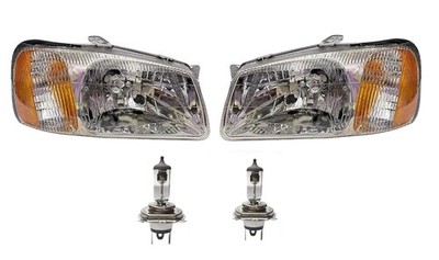 Headlight Assembly For Hyundai Accent With Bulb H4 Type 2 (Both Sides) 1999-2012