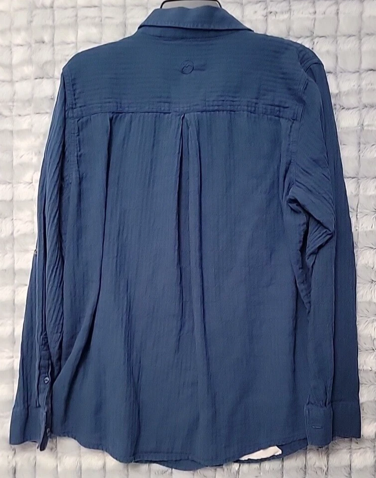 Camisa Magellan Campfire Azul Abotonada Para Mujer XL Blusa Manga Larga con Pestaña Enrollable Foto 4 de 4