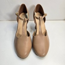 So Danca CH57 Tan Leather T-Strap Character Ballroom Dance Shoes Womens 8.5M DMG