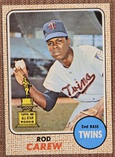 1968 Topps #80 Rod Carew Minnesota Twins All-Star Rookie Baseball Card HOF. rookie card picture