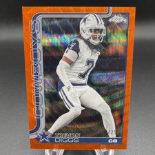 2025 Topps Chrome Football Trevon Diggs Orange Wave Refractor /25 Dallas Cowboys