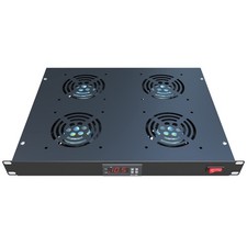 Rack Mount Fan 4 Fans 1U 19" Adjustable Temperature Control