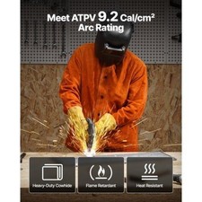 Leather Welding Jacket Heavy Duty Cowhide Flame Resistant Welding Coat