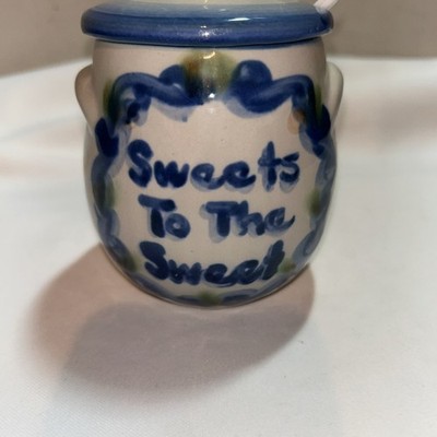 Vintage M.A. Hadley Hand Painted Pottery Honey Pot Jar Sweets To The Sweet