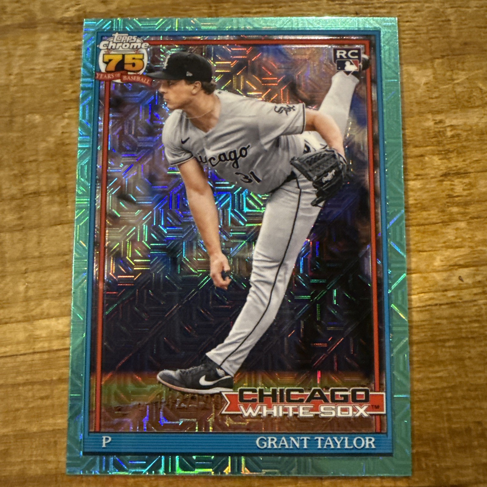 Grant Taylor 2026 Topps Silver Pack 1991 Chrome Aqua Mojo RC Rookie 142/199