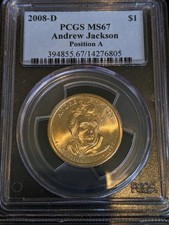 2008-d PCGS ms67 Andrew Jackson Pos A Presidential Dollar Super Low real Pop 4/0
