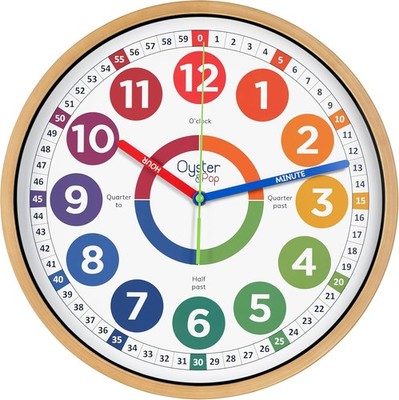 Oyster&Pop Extra Large Learning Clock for Kids - 14 Inch 14 inch, Multicolor 