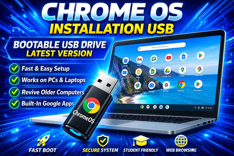 Chrome OS Installation USB BOOTABLE USB Drive Chrome OS USB Bootable Chrome OS - Image 1 of 1