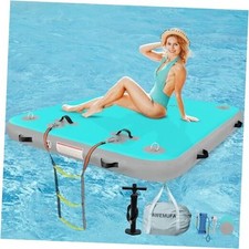 Inflatable Floating Dock 5ft/6ft/8ft/10ft Lake 6ft x 5ft x 6" Mint Green Gray