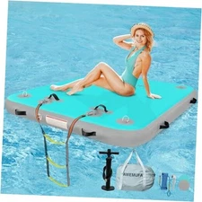 Inflatable Floating Dock 5ft/6ft/8ft/10ft Lake 6ft x 5ft x 6" Mint Green+Gray