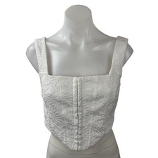 Princess Polly Women's White Corset Bustier Textured Sleeveless Cami Crop Top 6