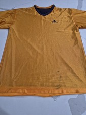 Vintage Adidas Gold And Blue V Neck Satin Unisex Soccer Jersey Size XL