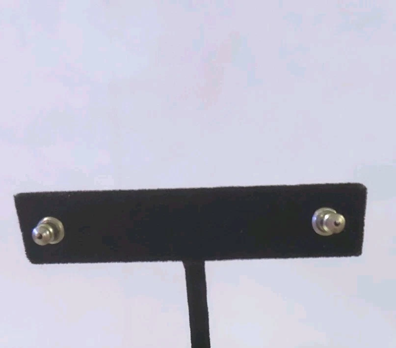 Aquamarine Blue Topaz Simulated Silver Tone Round Stud Earrings 10mm - Image 3 of 3