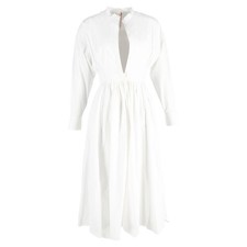 Alexander Mcqueen Midi Button-Up Long Sleeve Shirt Dress In Cotton Women Size